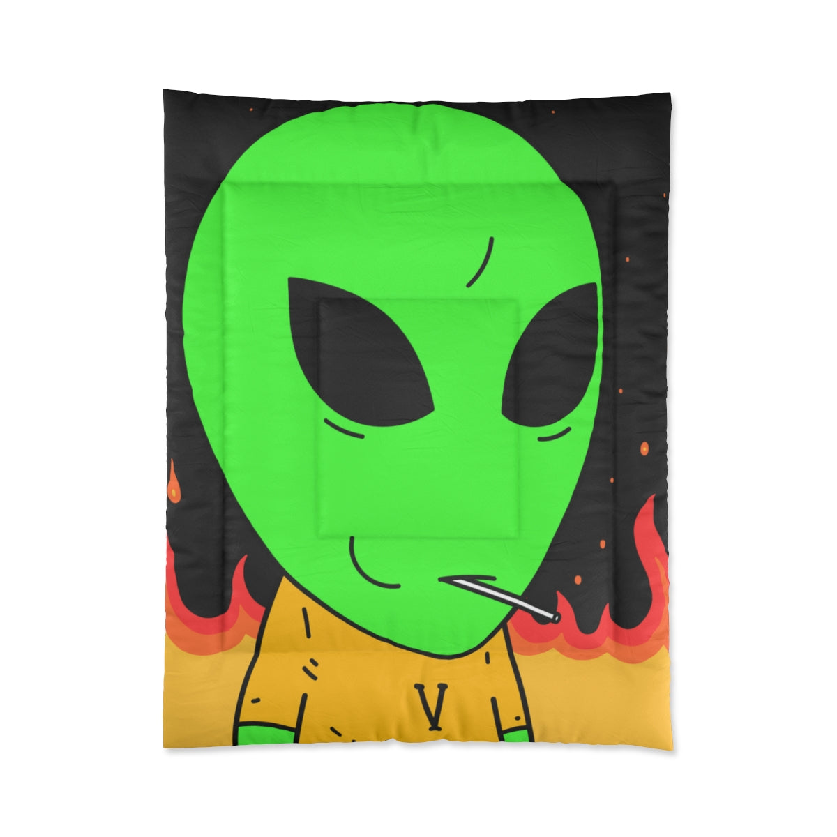 Extraterrestre espacial OVNI SCI FI Sucker Visitante Llama de fuego Calor abrasador Cama galáctica Colcha