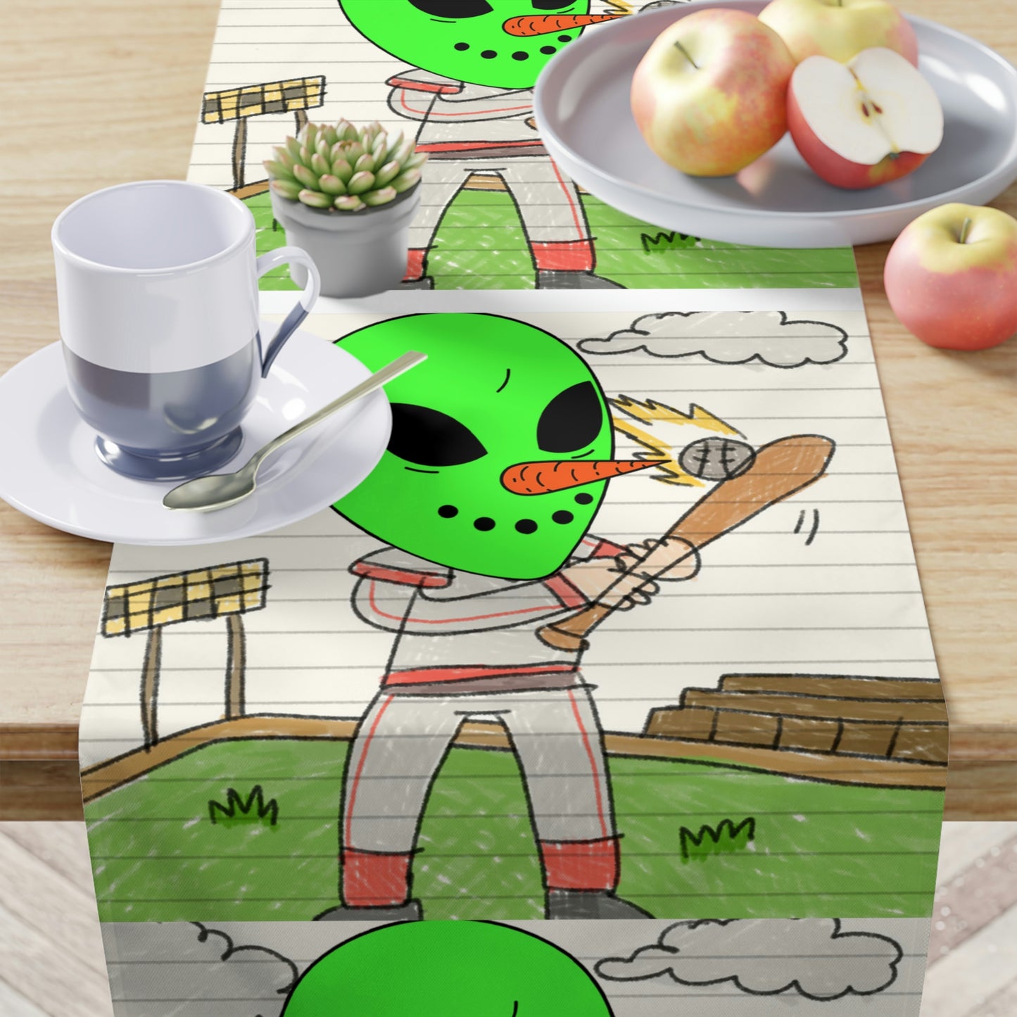 Baseball Veggie Visi Vegetable Visitor Alien Table Runner