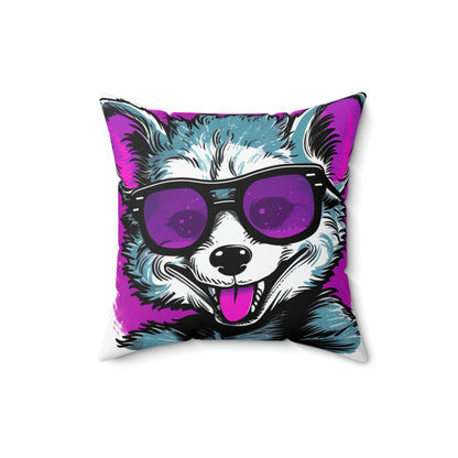 Cheerful Possum Animated Graphic Spun Polyester Square Pillow