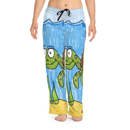 Sea Turtle Beach Sand Ocean Women's Pajama Pants (AOP)