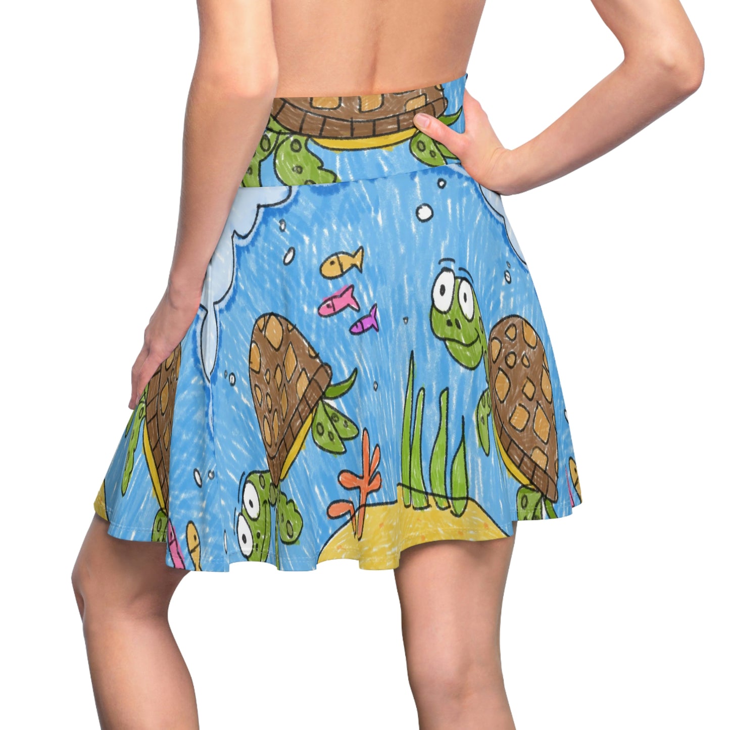 Sea Turtle Beach Sand Ocean Women's Skater Skirt