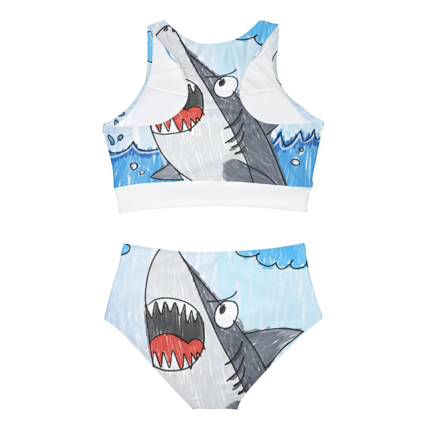 Shark Jaw Teeth Attack Ocean Sea Creature Sporty Bikini Set (AOP)