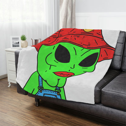 Old Alien Farmer Visitor Minky Blanket