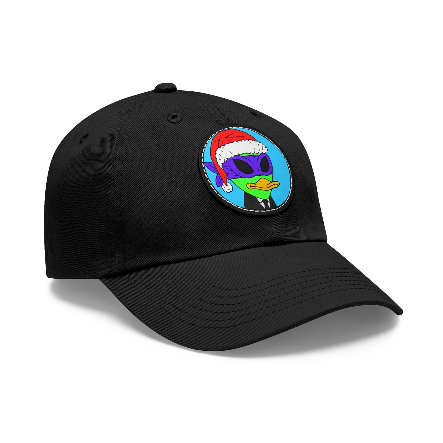 Santa Christmas Alien Visitor 751 Dad Hat with Leather Patch (Round)