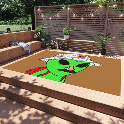 The Visitor Green Alien Space Traveler Outdoor Rug