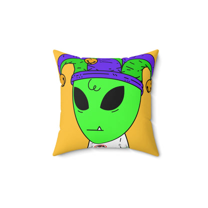 Joker Hat one Tooth Green Alien Anti Human T Shirt Visitor Spun Polyester Square Pillow