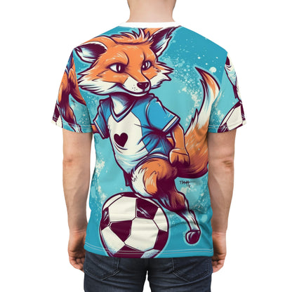 Fox Soccer Sport Athlete Cute Furry Animal Unisex Cut & Sew Tee (AOP)