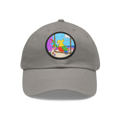 Animal Lover Parrot Perfect Gift for Parrot Owners Dad Hat with Leather Patch (Round)