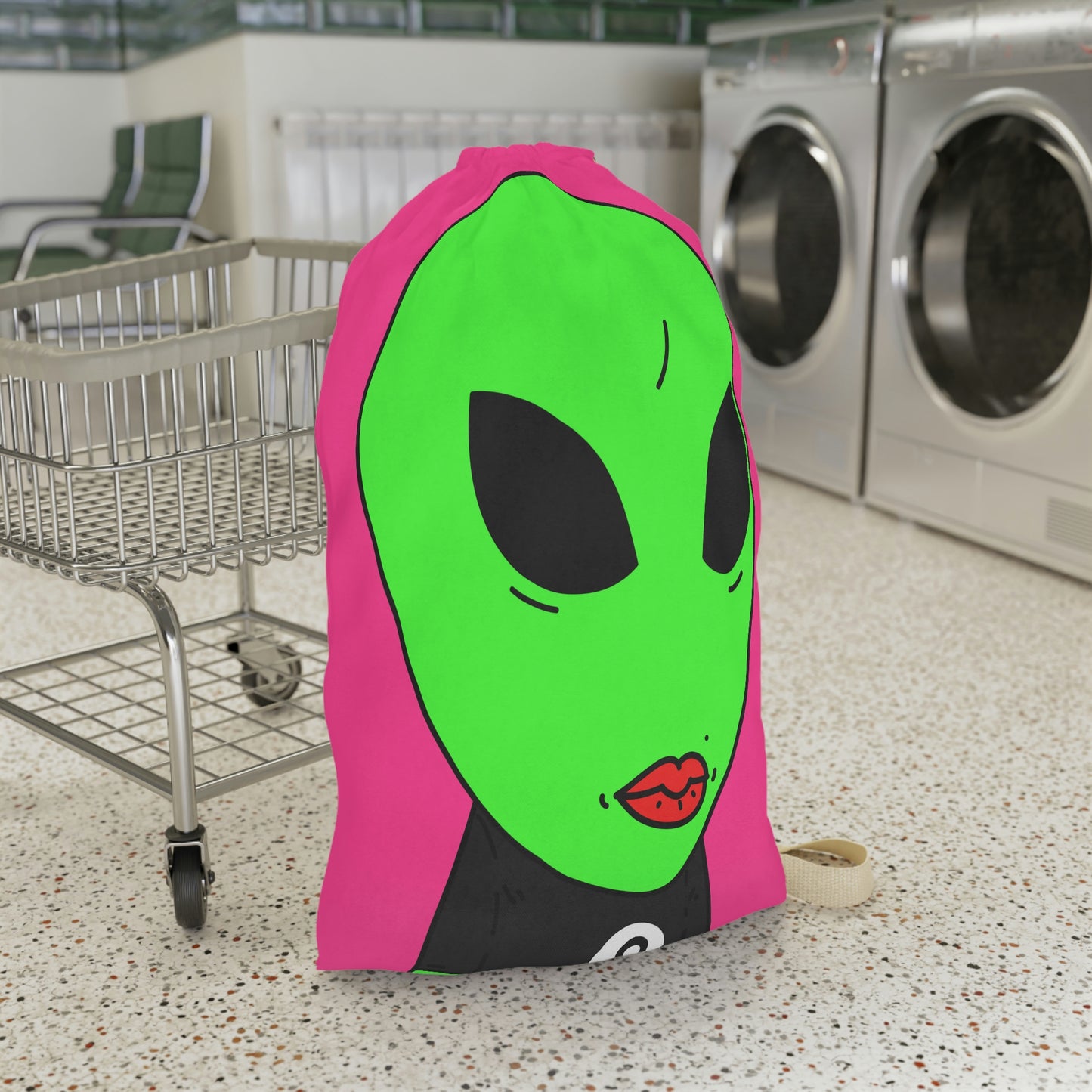 8 Ball Green Alien Lipstick Visitor Laundry Bag