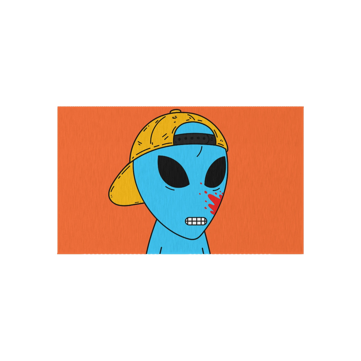 Blue Blood Visitor Alien Cartoon Outdoor Rug