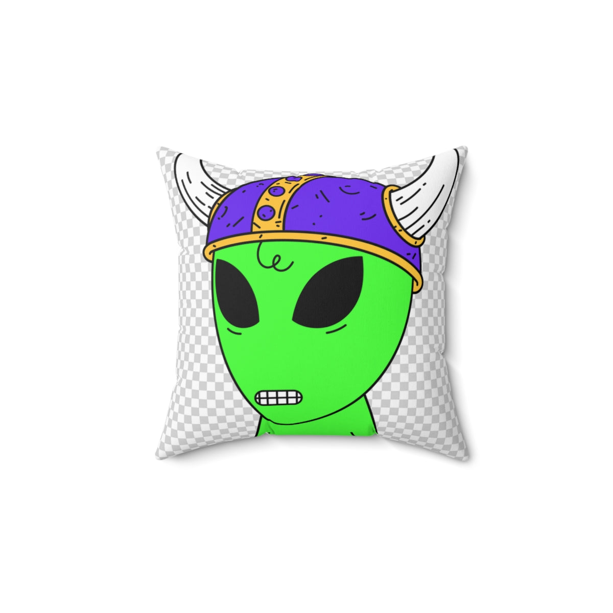 Purple Viking Helmet Digital Teeth Alien Visitor Spun Polyester Square Pillow