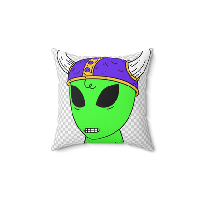 Purple Viking Helmet Digital Teeth Alien Visitor Spun Polyester Square Pillow