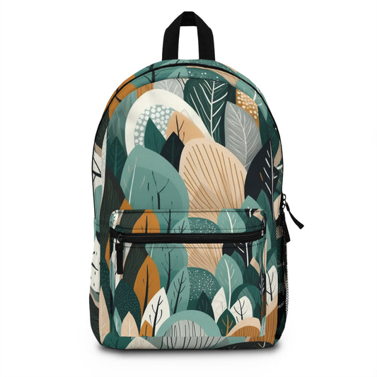 Sustainable Earth Tones Leaves Natural Shapes Pattern Backpack