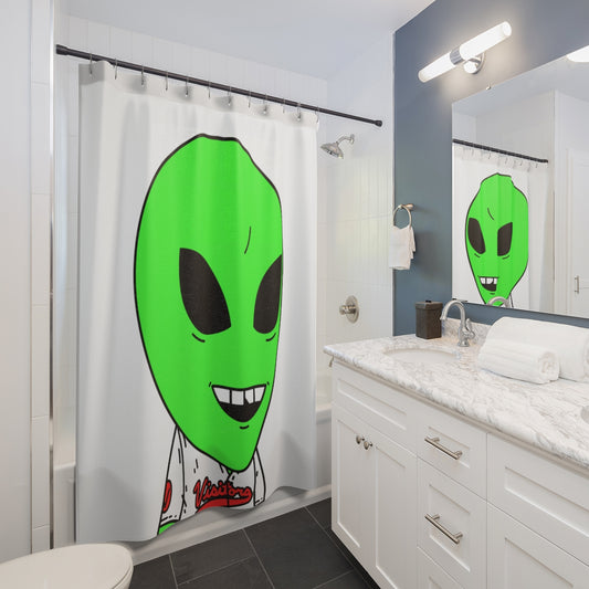 The Visitors Sport Team Jersey Green Alien Chipped Tooth Character Shower Curtains