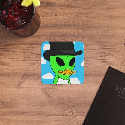 The Visitors Green Alien Duck Black Top Hat Coasters (50, 100 pcs)