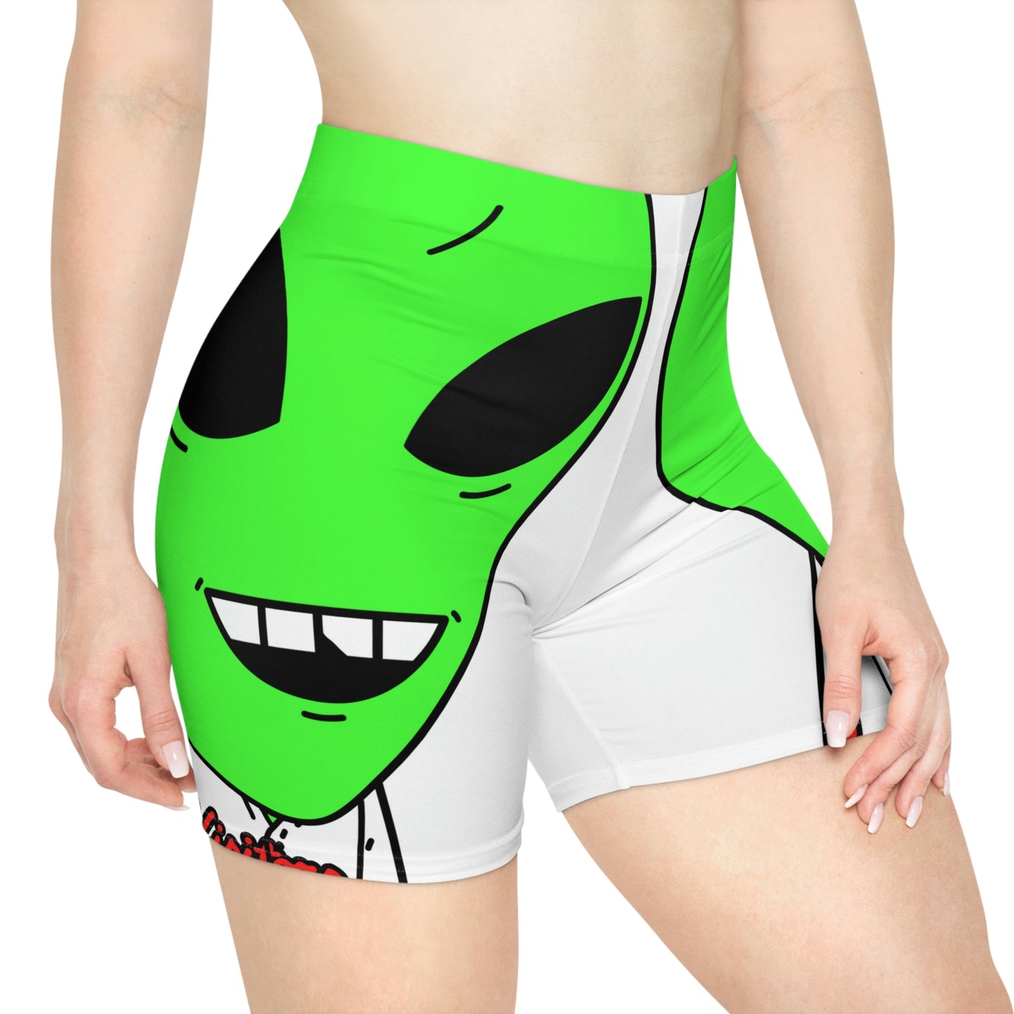 Alien Green Sporty Women's Biker Shorts (AOP)