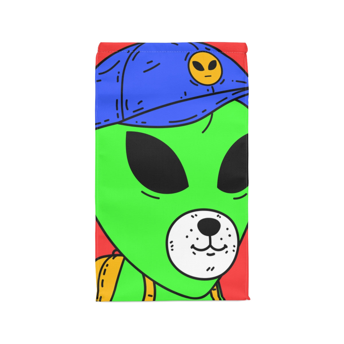 Perro Blanco Oso Boca Alien Verde Visitante Mochila Amarilla Sombrero Visi Azul Bolsa De Almuerzo De Poliéster 