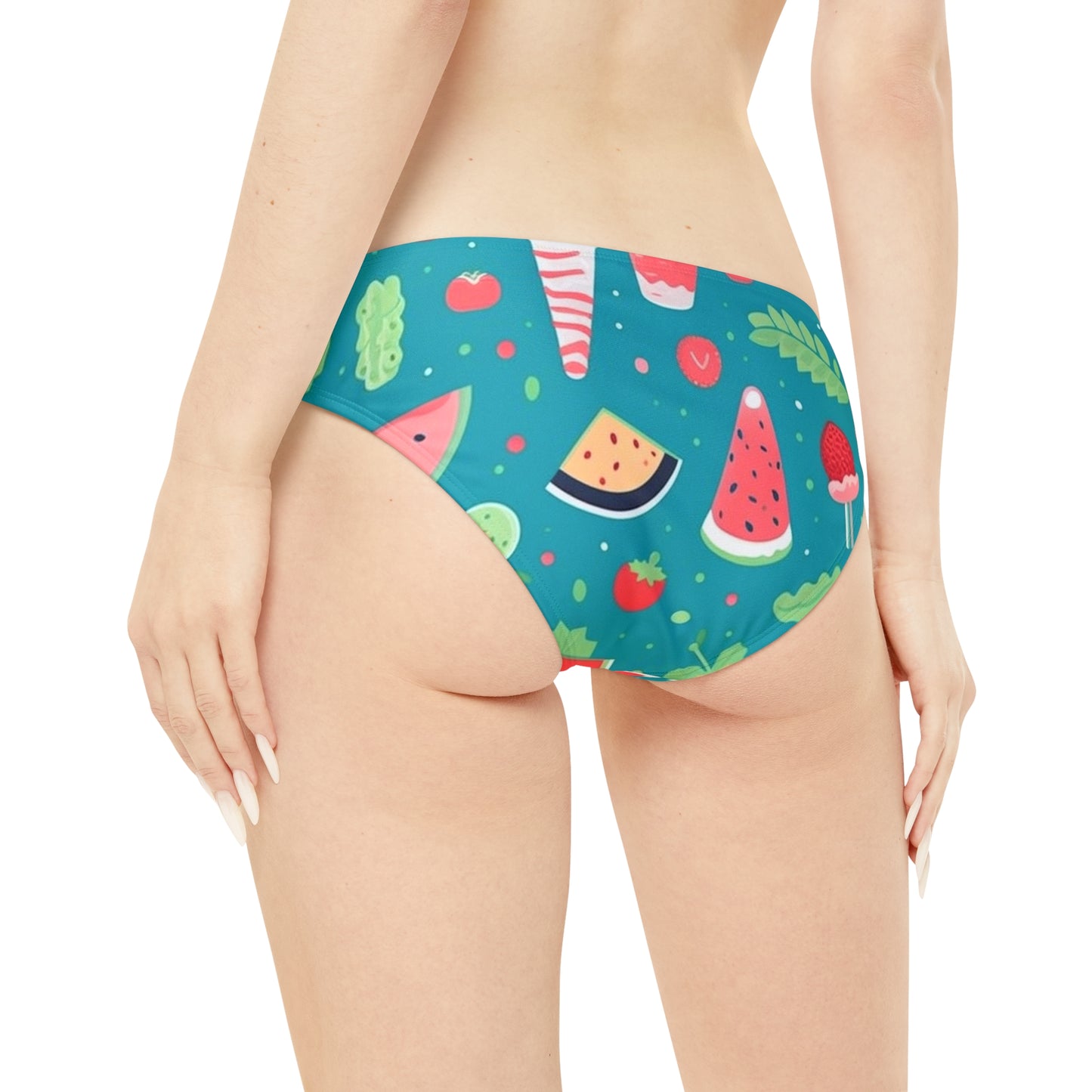 Quirky Summer Food Watermelon Ice Cream Cocktail Pattern Strappy Bikini Set (AOP)