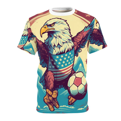 American Bald Eagle Soccer Athletic Team USA Graphic Unisex Cut & Sew Tee (AOP)