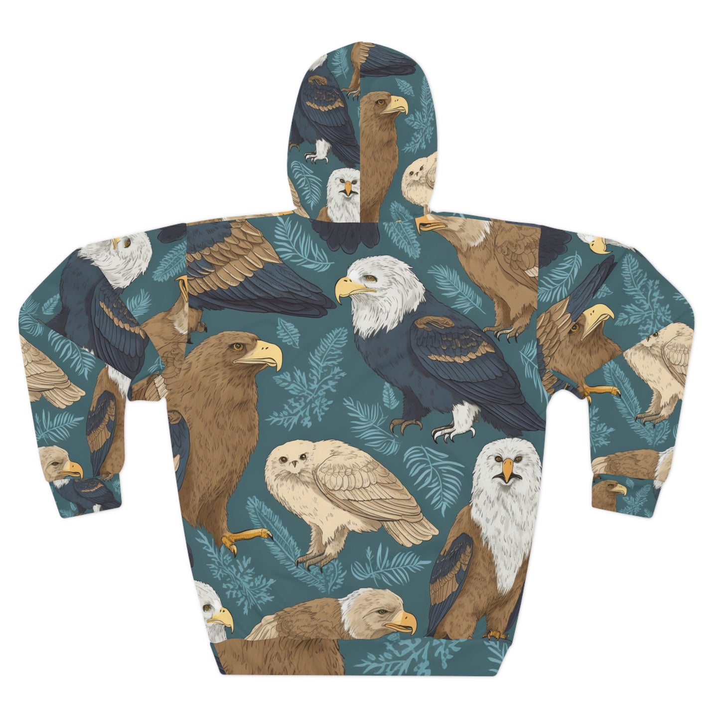 Símbolos de vida silvestre americana: águilas calvas, halcones, pájaros diseño sudadera con capucha unisex (AOP) 