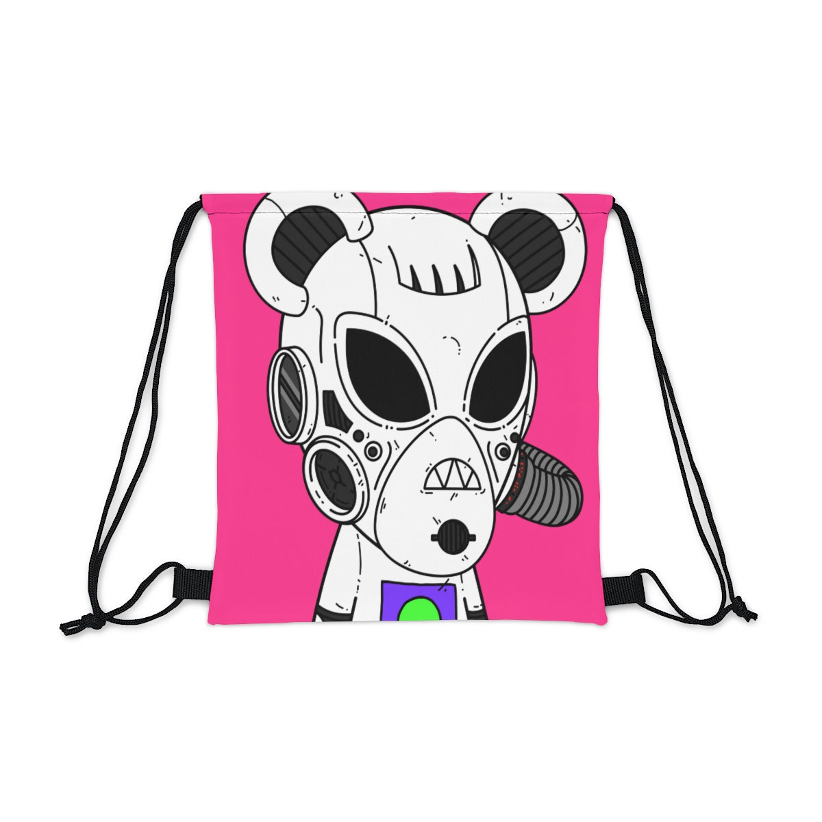 Armored White Mouse Ears Future Alien Cyborg Machine Visitor Outdoor Drawstring Bag