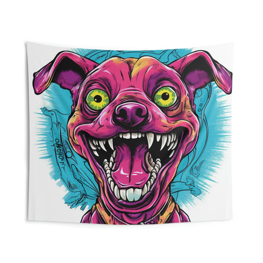Retro Alien Dog Cartoon Aesthetic Indoor Wall Tapestries