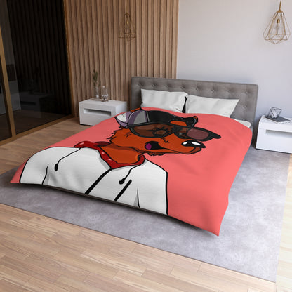 Cyborg Wolf White Sweatshirt Hoodie Black Sunglasses Red Fur Microfiber Duvet Cover