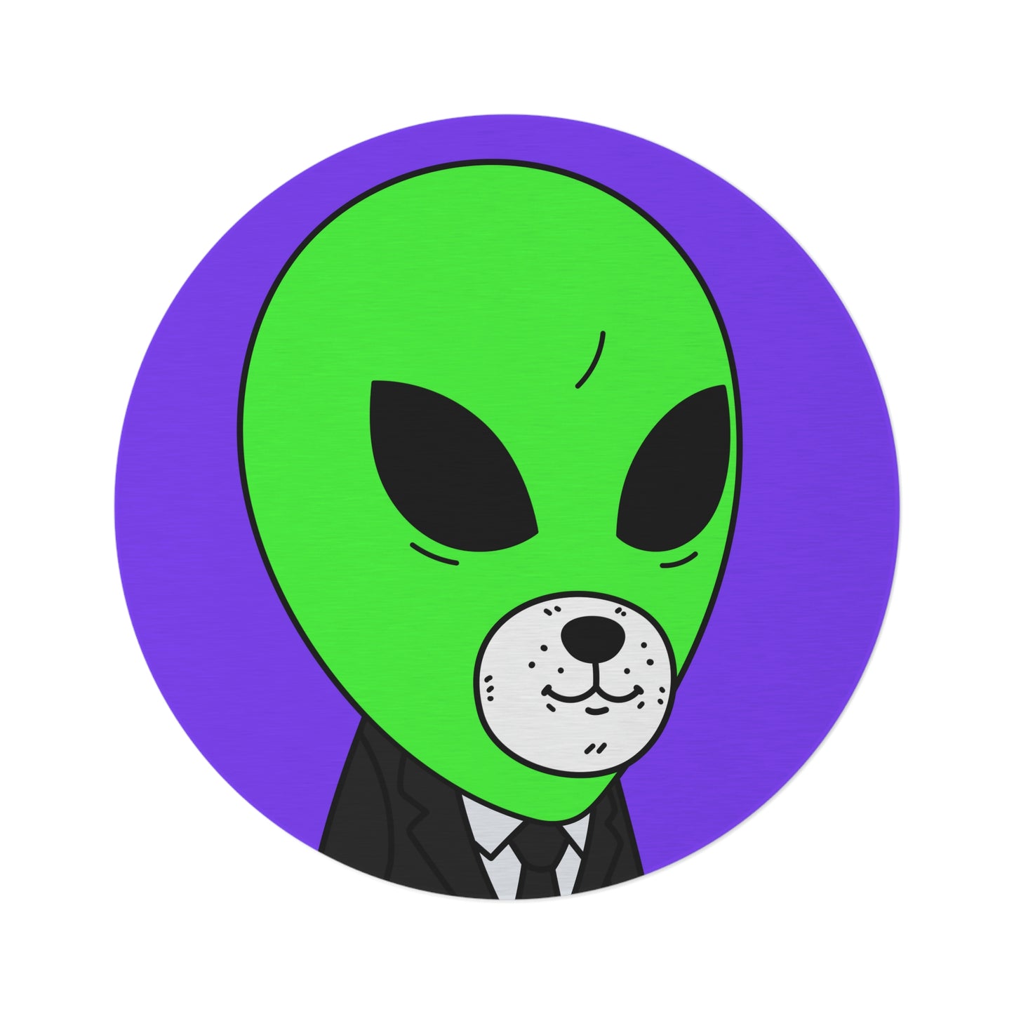 Green Alien Business Suit Dog Face Visitor Round Rug - Visitor751