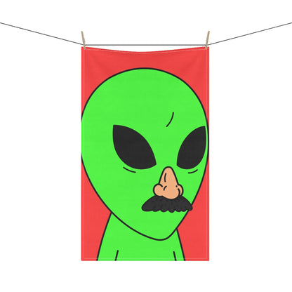 Green Visitor Alien Disguised Fake Nose Kitchen Towel