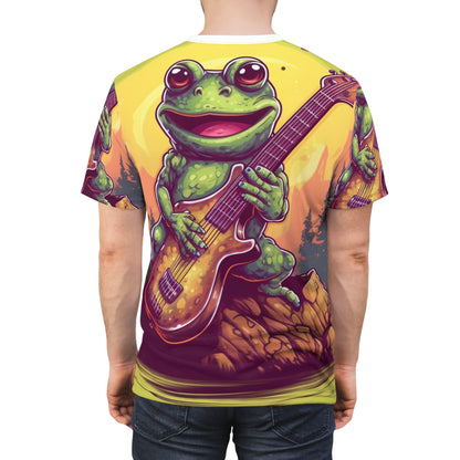 Frog Log Bass Guitarist Musician Swamp Graphic Unisex Cut & Sew Tee (AOP)