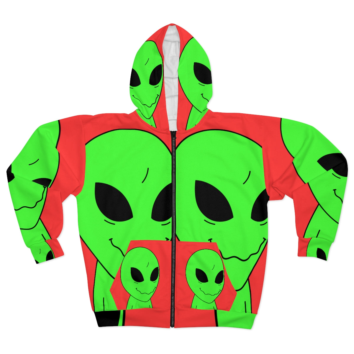 Wasted Alien Face AOP Unisex Zip Hoodie