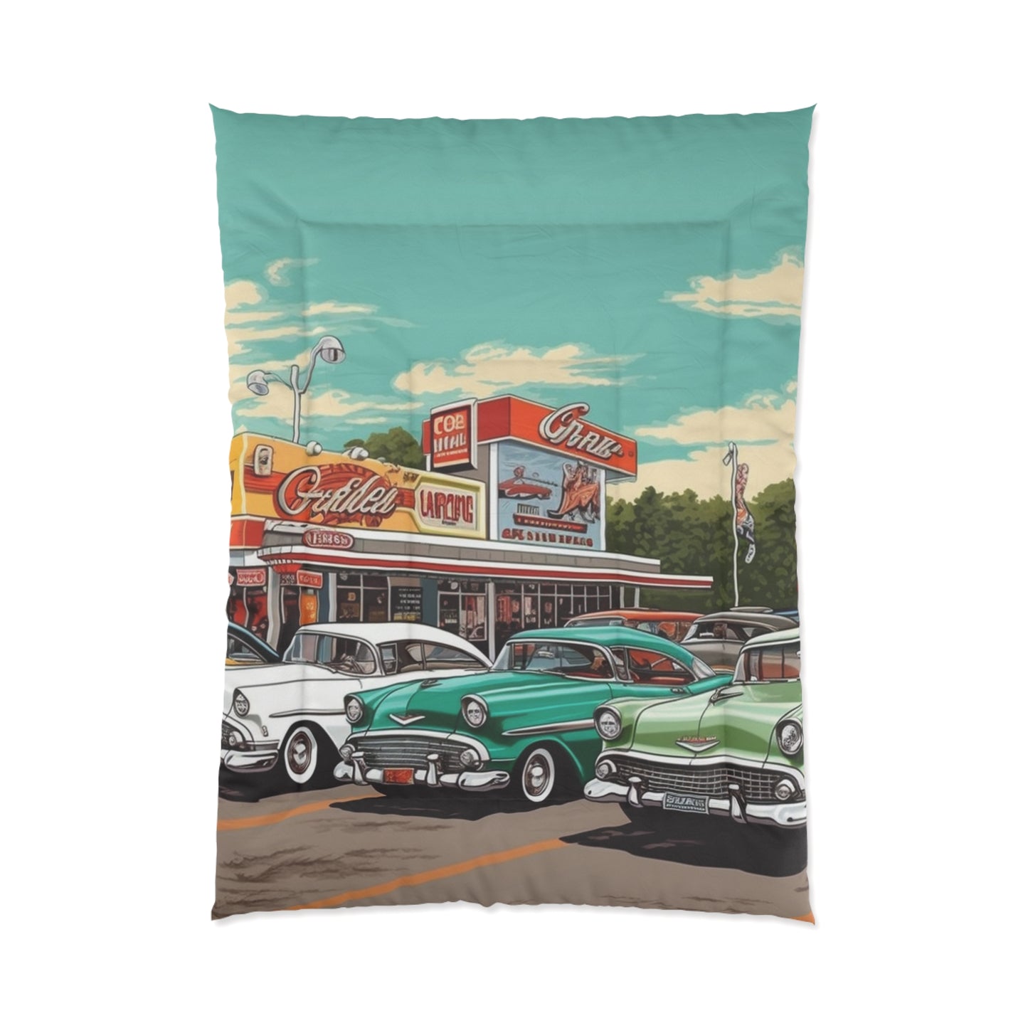 1950s Classic Car Collection Retro Artwork Comforter