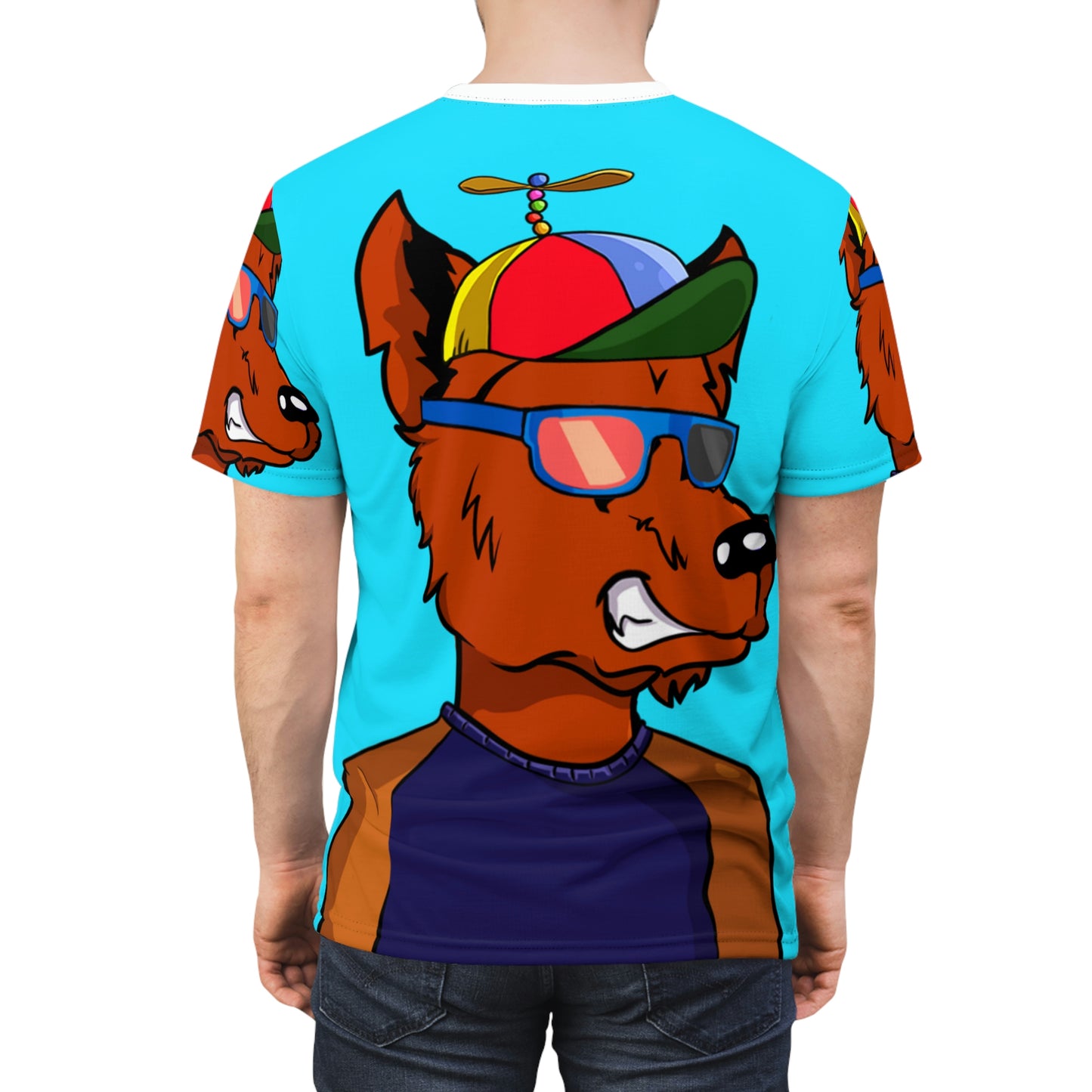 Wolf Helicopter Hat Spinner Cyborg Werewolve Unisex AOP Cut & Sew Tee