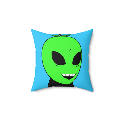 Green Apple Chipped tooth Visitor Smiling Spun Polyester Square Pillow