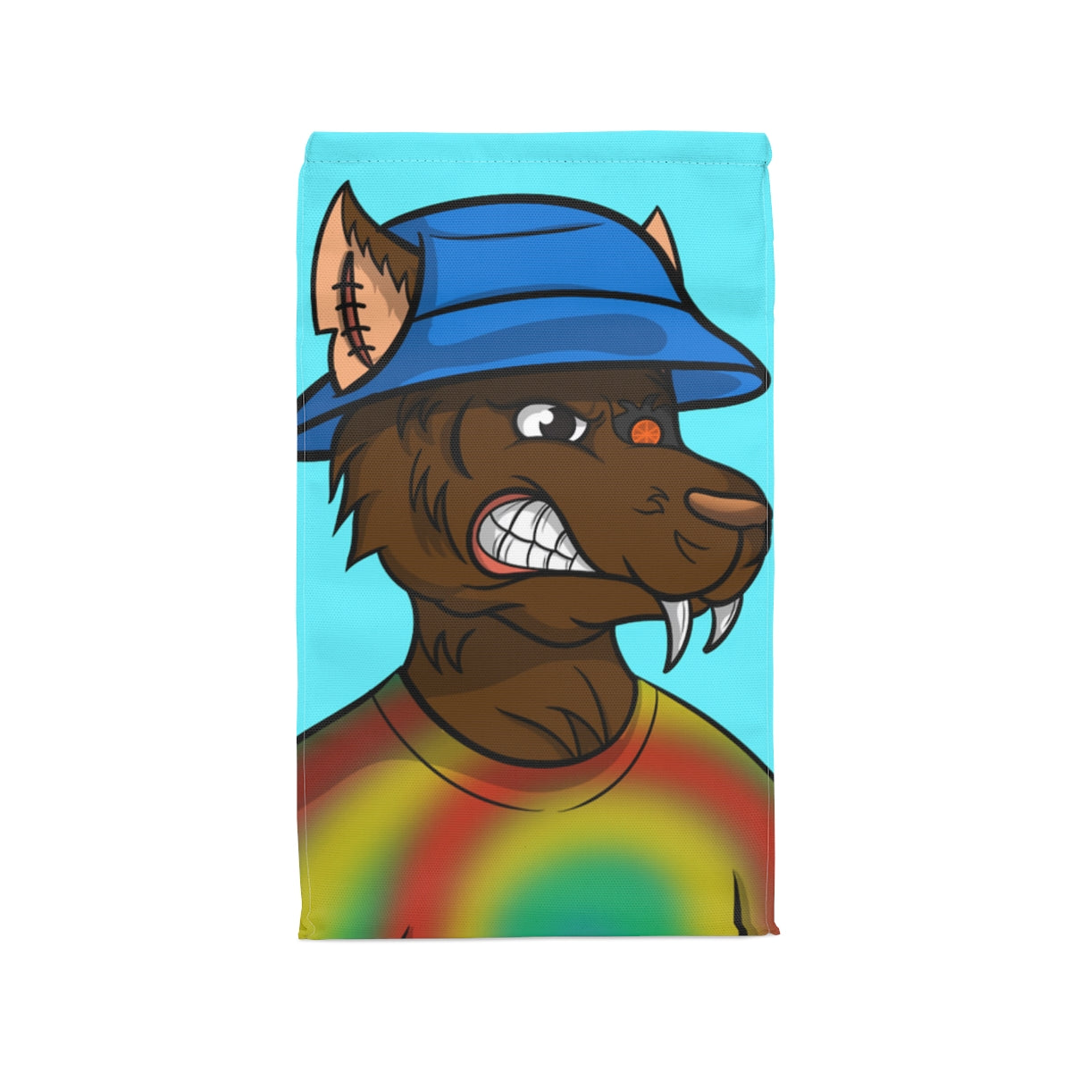 Brown Wolf Fur Cyborg Wolve Bucket Hat Tie Dye Shirt Polyester Lunch Bag