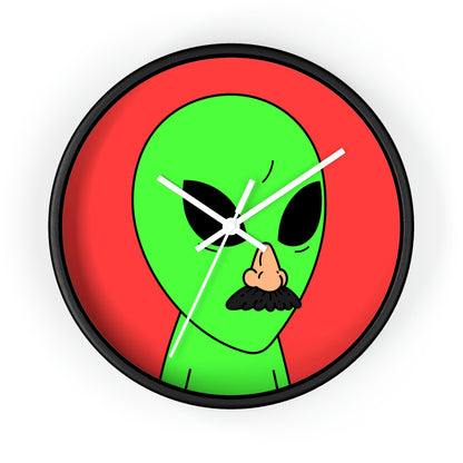 Green Visitor Alien Disguised Fake Nose Wall clock