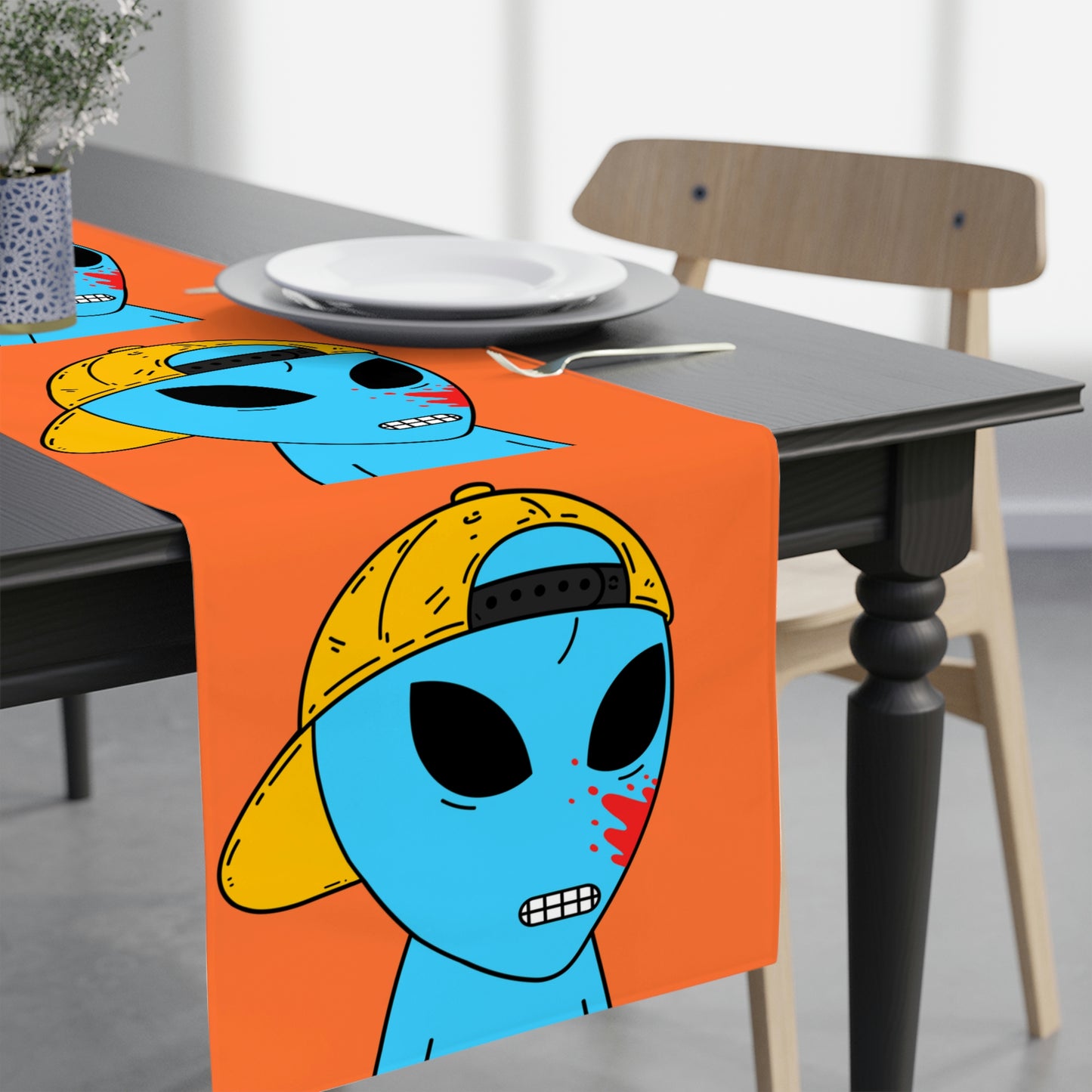 Alien Blue Bood Visitor Table Runner