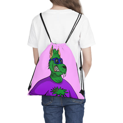 Lobo Piel verde Cyborg Lobo Gafas Camisa morada Ciencia ficción al aire libre Mochila saco