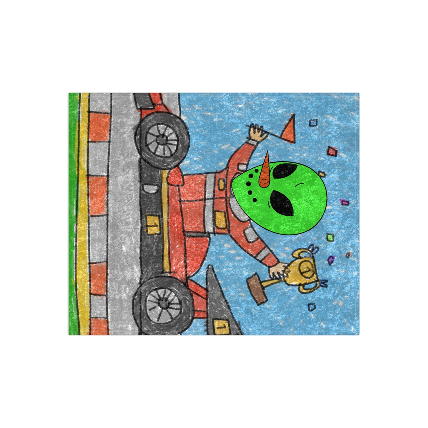 Racer Car Driver Alien Veggie Visi the Vegetable Visitor Crushed Velvet Blanket