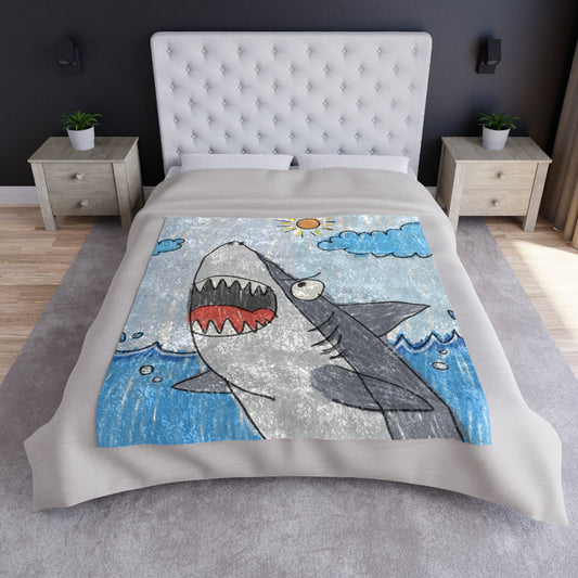 Shark Jaw Teeth Attack Large Ocean Sea Creature Crushed Velvet Blanket