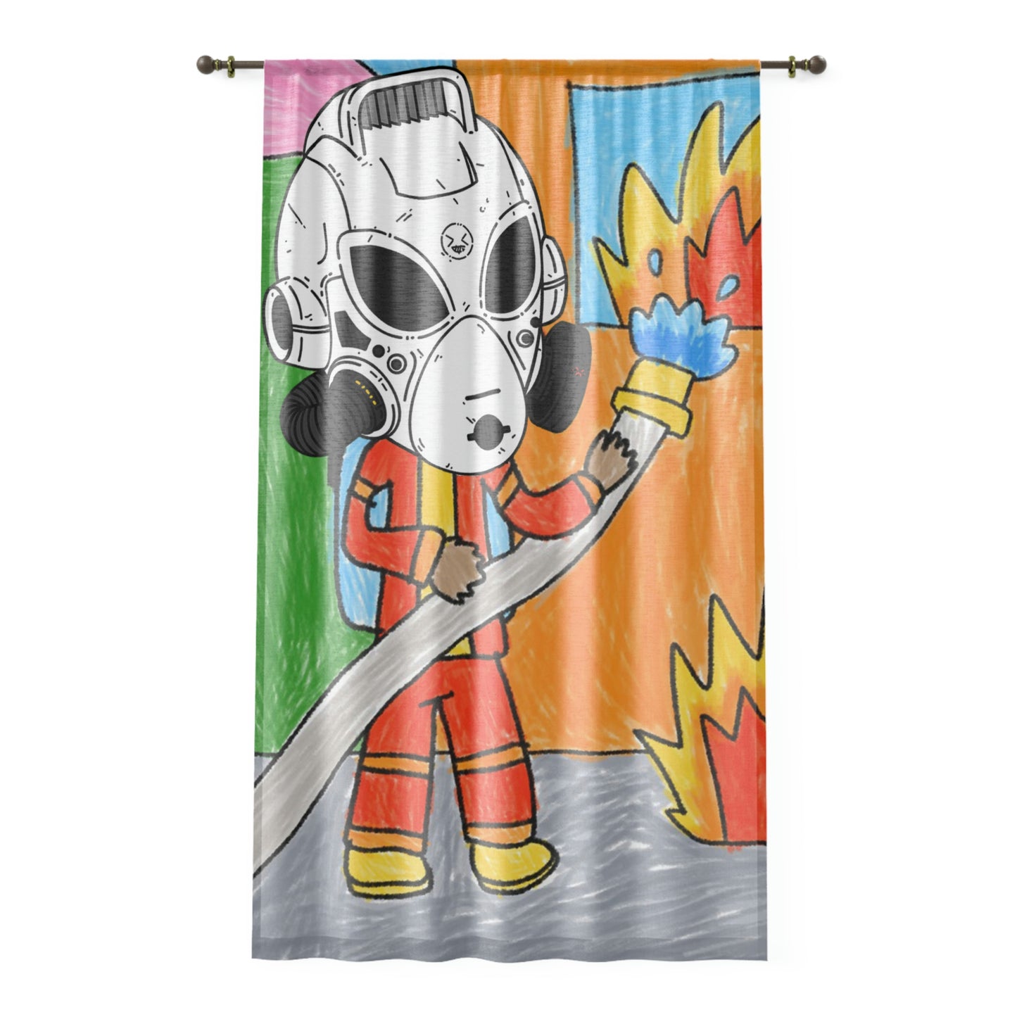 Robot Fire Fighter LOL Alien Visitor Window Curtain