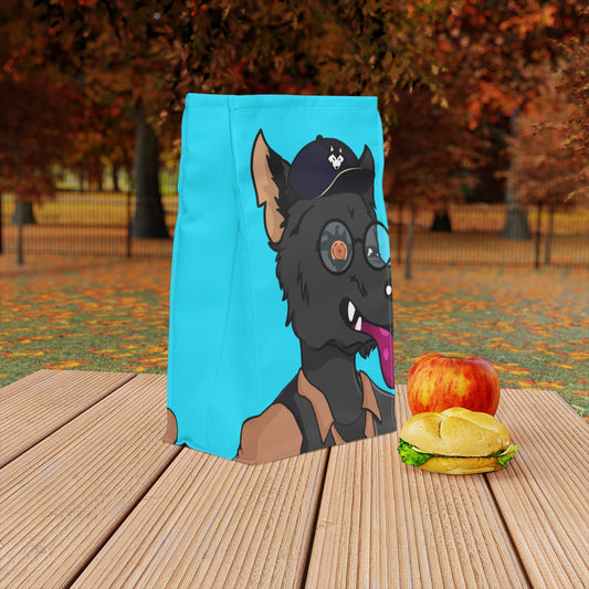 Cyborg Wolf Detective Tongue Out Round Glasses Polyester Lunch Bag