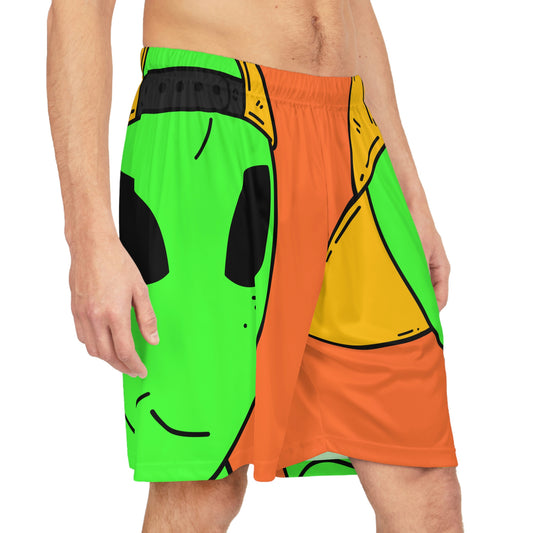 Happy Smirk Alien Visitor Basketball Shorts (AOP)