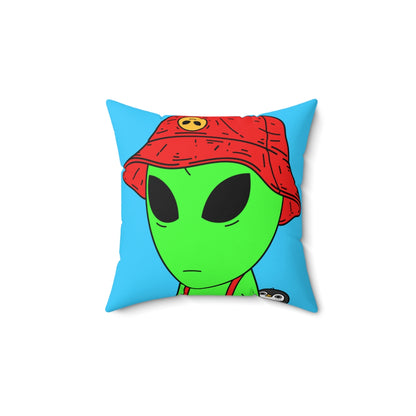 Penguin Alien Visitor Red Visi Hat Suspenders Spun Polyester Square Pillow