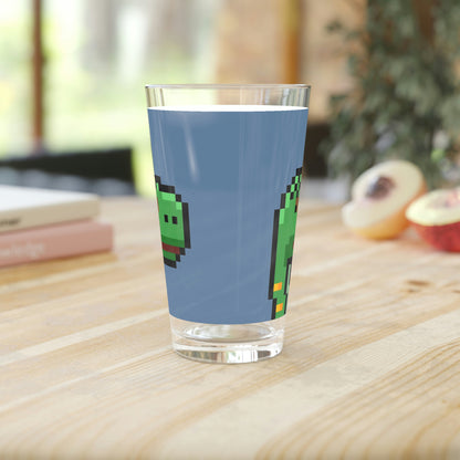 Dinosaur Dino Pixel Pint Glass, 16oz