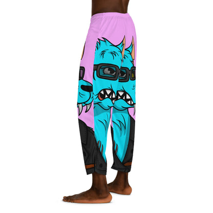 Wolve Aqua Water Blue Wolf Cyborg Men's Pajama Pants (AOP)