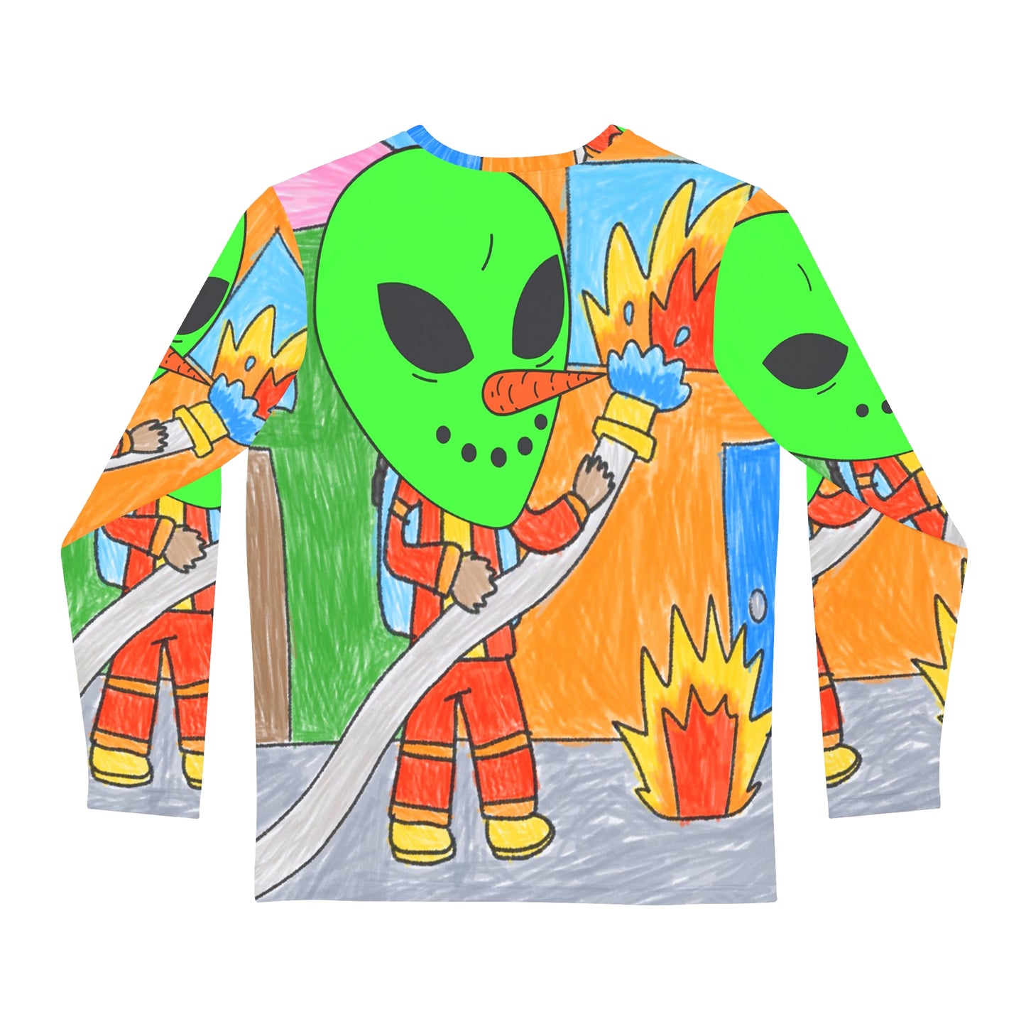 Fire Fighter Alien Veggie Visi Vegetable Visitor Men's Long Sleeve AOP Shirt