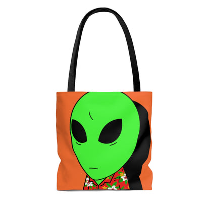 Hawaiian Shirt Green Alien Visitor Shadow AOP Tote Bag