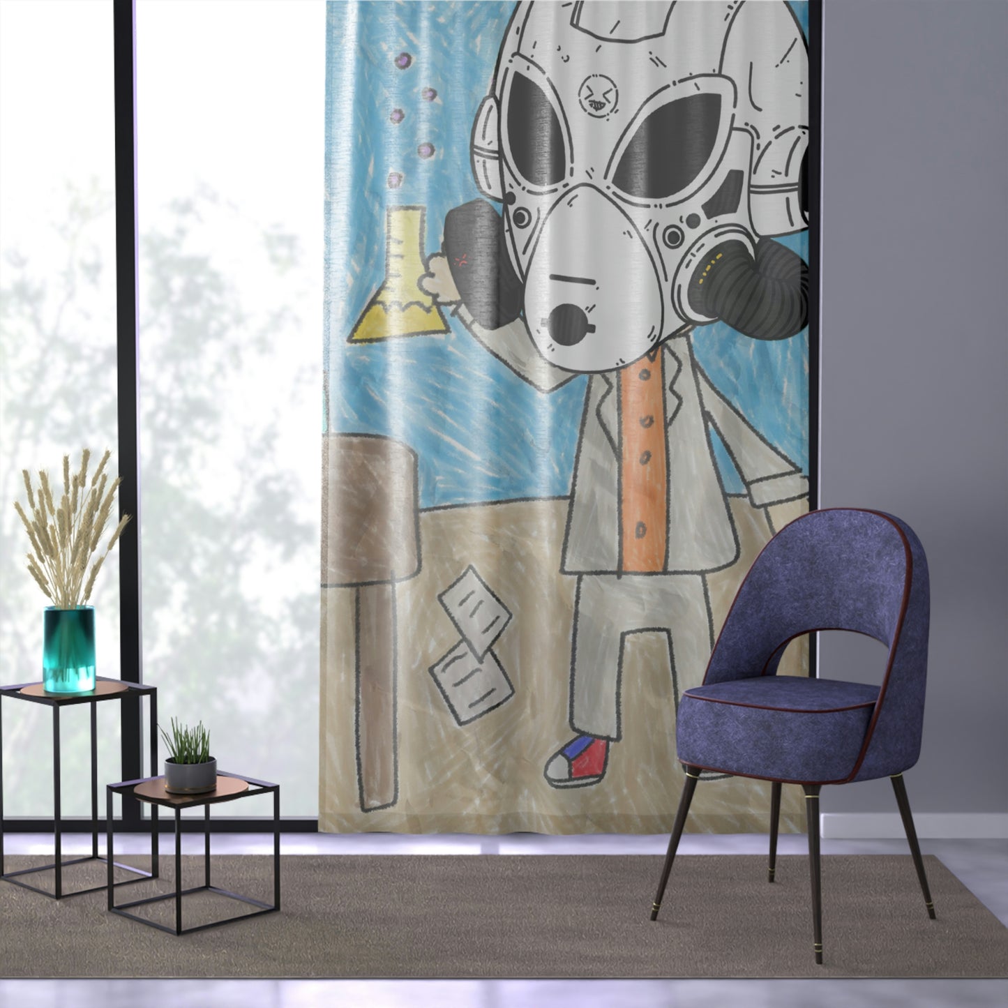 Science LOL Visitor Alien Scientific Formula Window Curtain