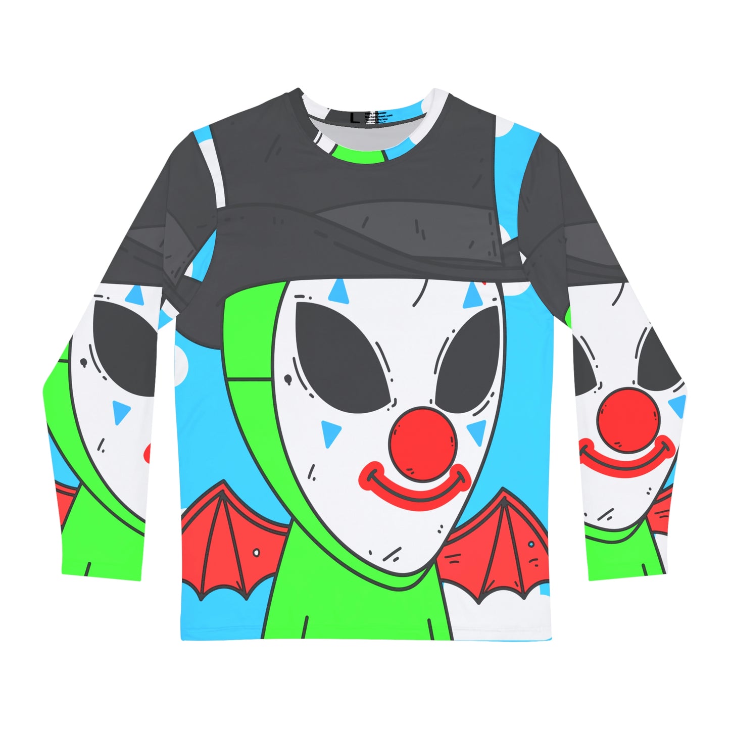 Payaso visitante alienígena verde con alas de diablo camisa AOP de manga larga para hombre 